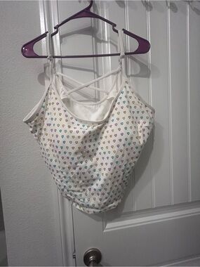 Roller Rabbit Cream Tank with Rainbow Heart Print